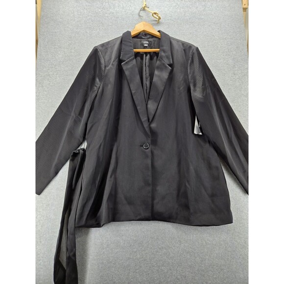 NWT Alfani Black Long Suit Jacket Blazer 1 Button Waist Tie Career Lined XL - Picture 1 of 6